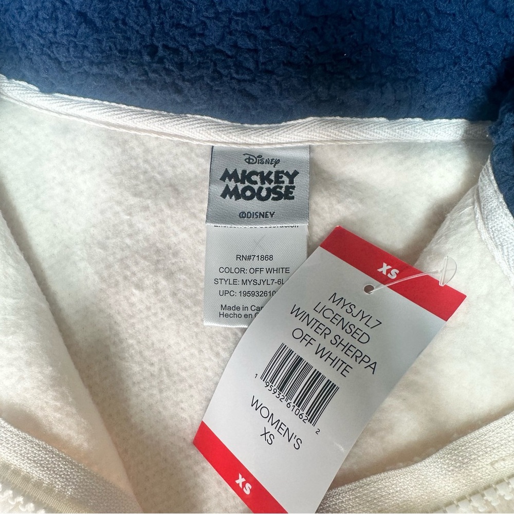 Disney Women's Mickey Mouse Ski Sherpa Quarter-Zip Sweater‎ Pullover Size XS New - Picture 3 of 13